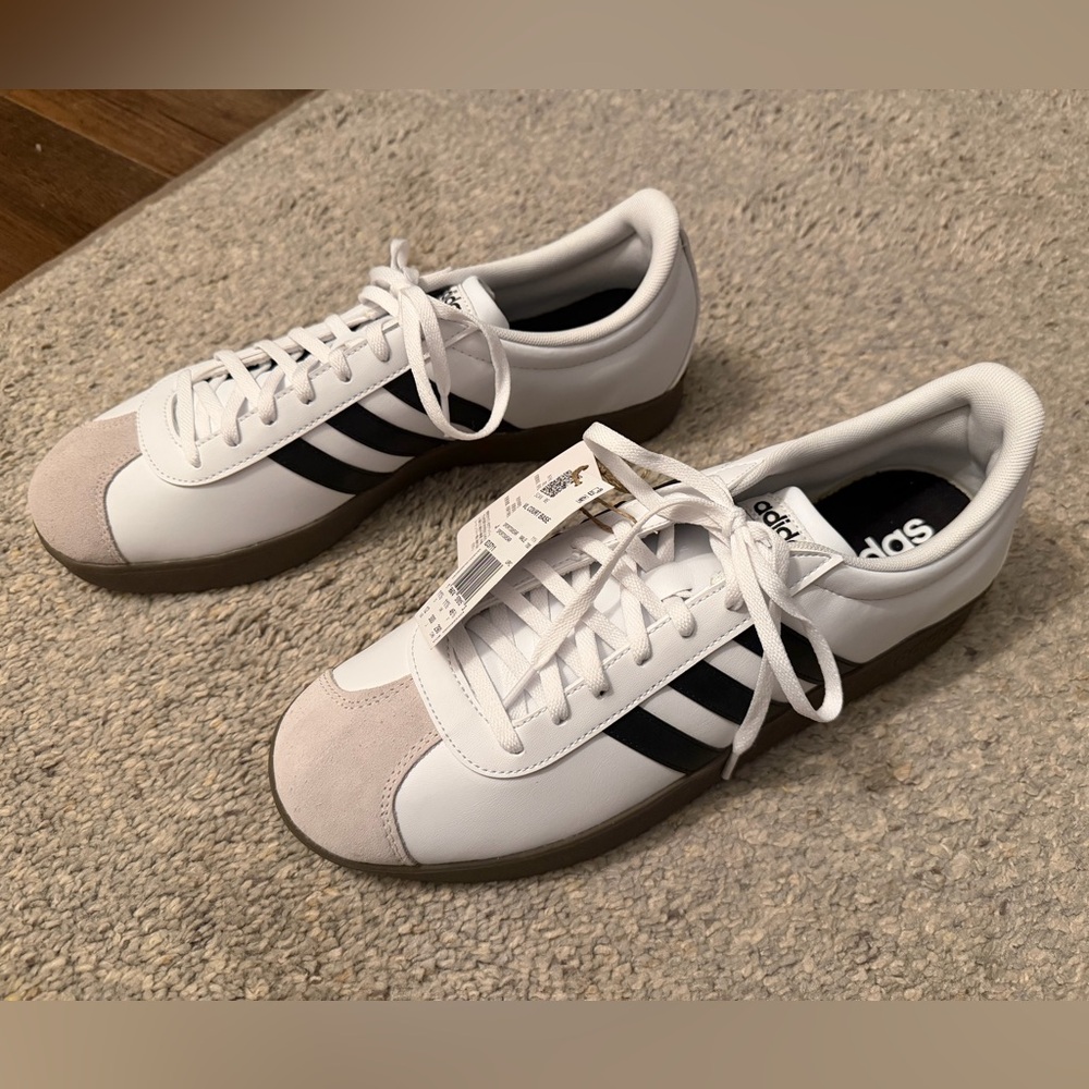 NWT Adidas VL Court Base Black & White Mens Sneakers Shoe Size 12